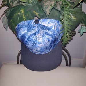Unisex Blue snake skin design Flat brim hat